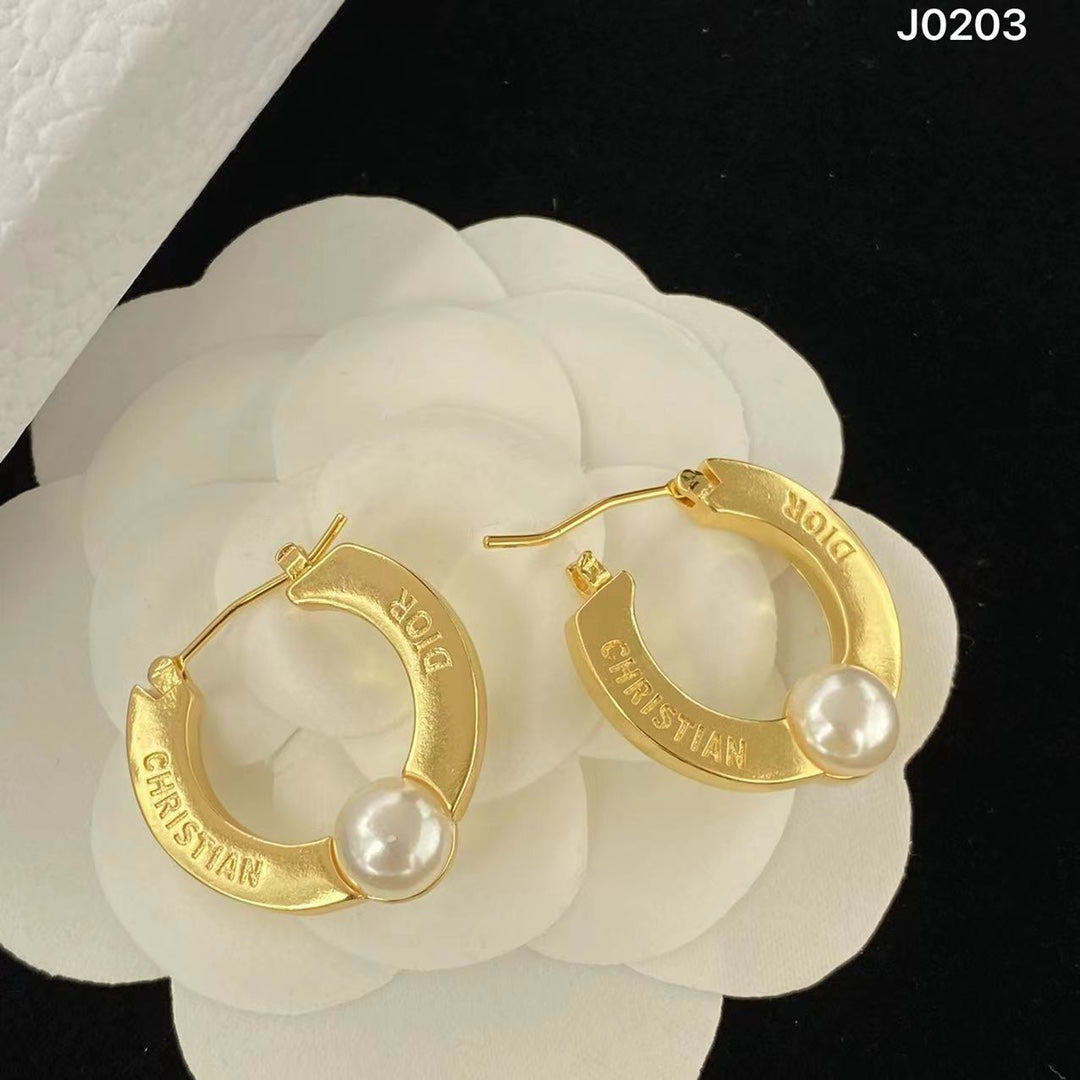 Pearl-Effect Open Circle Hoop Earrings