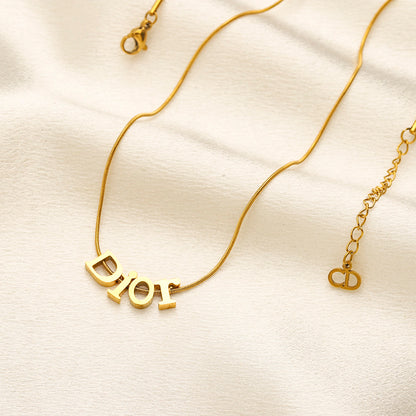 304 Stainless Steel Lettering Snake Chain Necklace