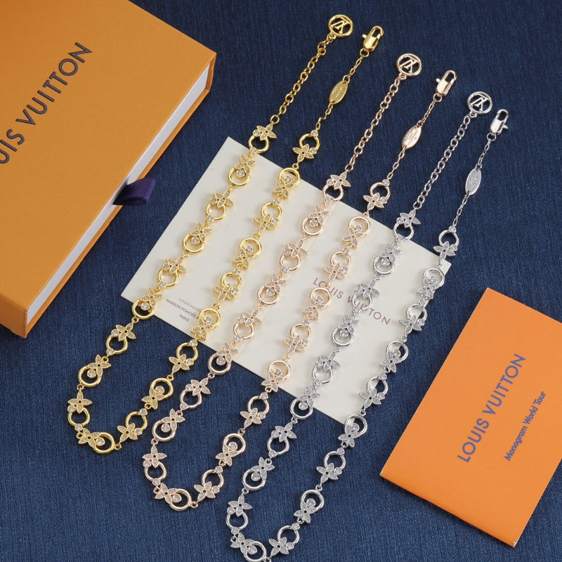 Round Monogram Link Station Necklace