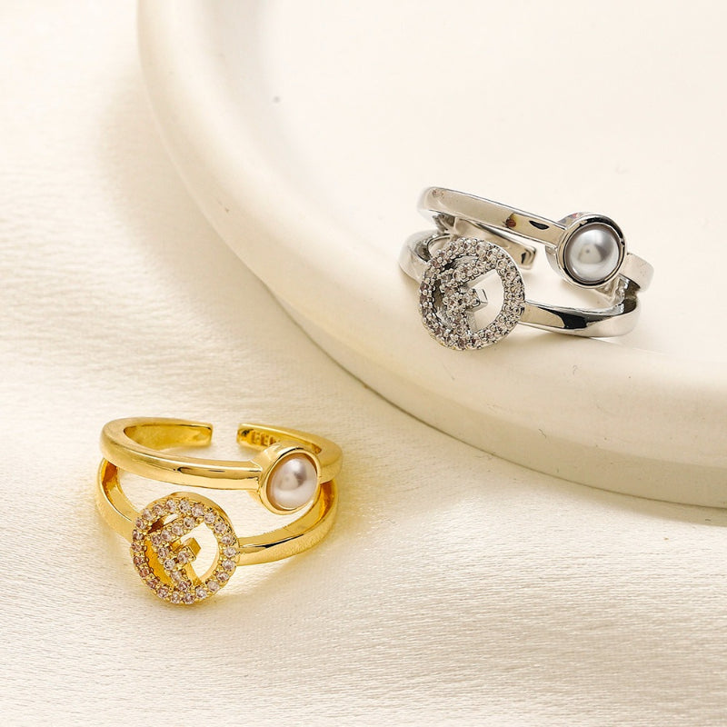 Copper Zirconium Real Gold Plated Ring,Rings Collection、F*ndi Series