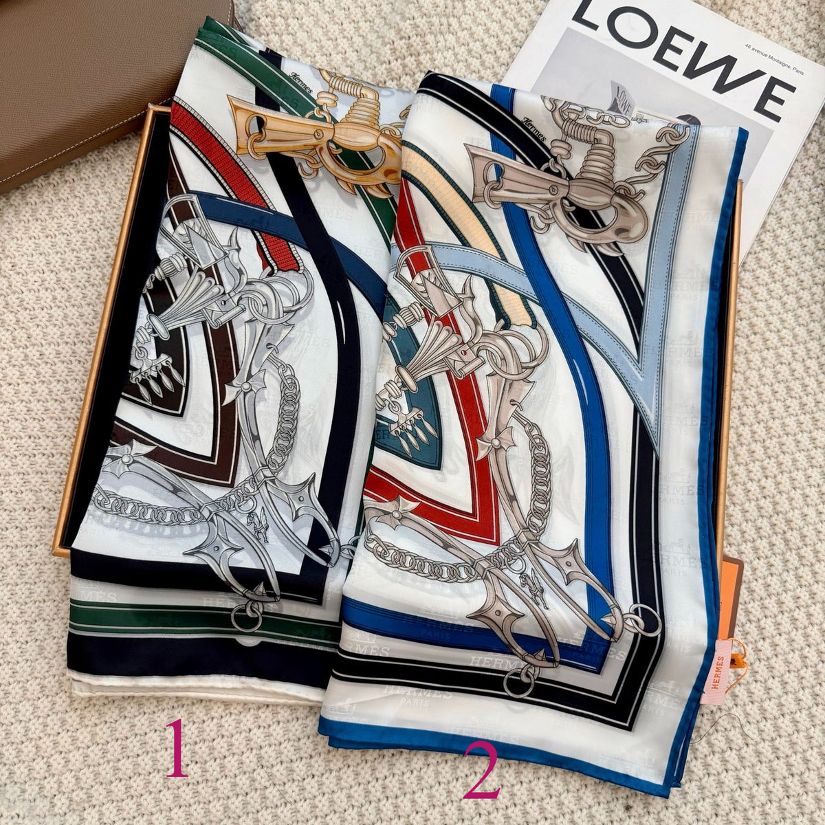 Equestrian Harness Print Square Scarf - 90 x 90 cm