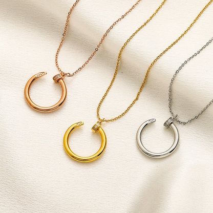 304 Stainless Steel Open-Ring Pendant Necklace