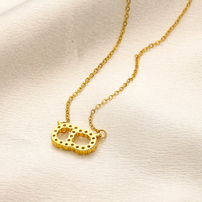 Copper Pave Oval Monogram Pendant Necklace