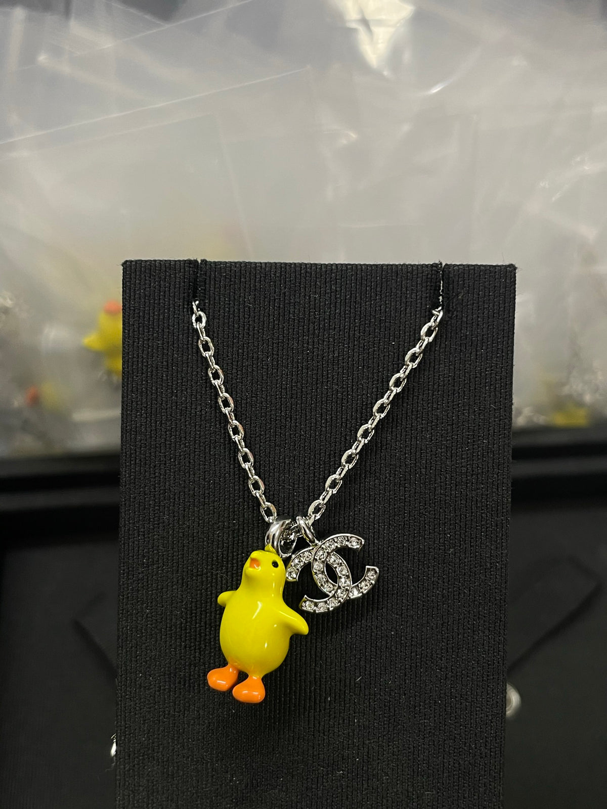 Yellow Bear & Interlocking-C Charm Necklace