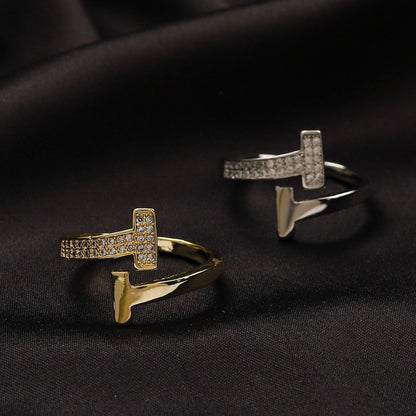 Copper Zirconium Real Gold Plated Ring,Rings Collection、T*ffany Series