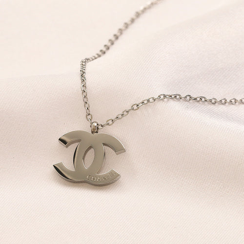 304 Stainless Steel Bold Interlocking-C Pendant Necklace