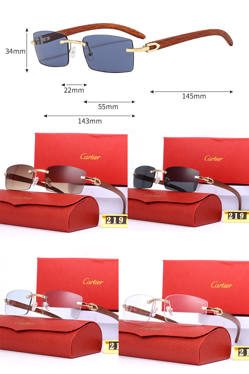 Rimless Sunglasses with Curved Metallic Temple Accents