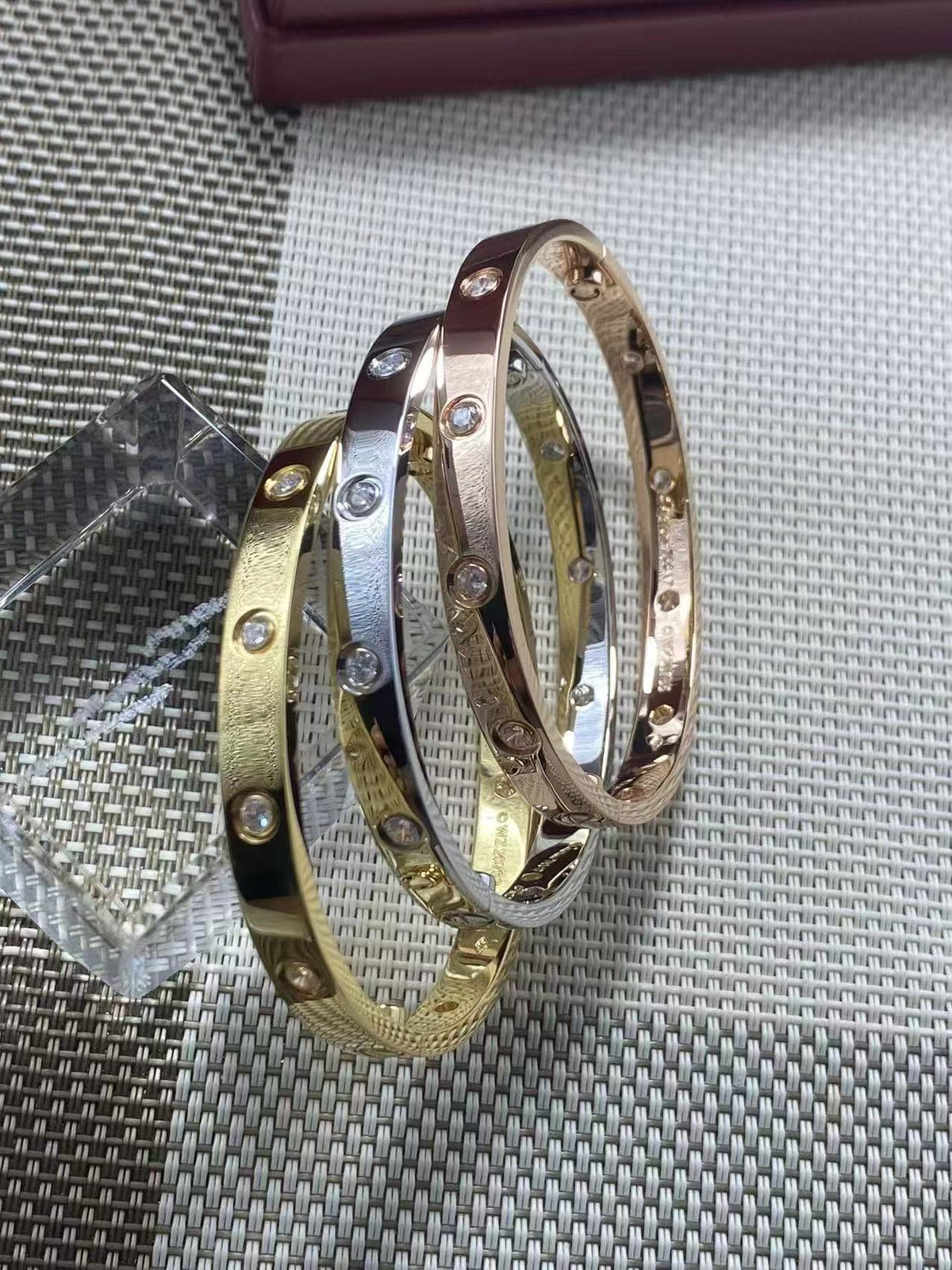 Round Stone Band Bangle Bracelet