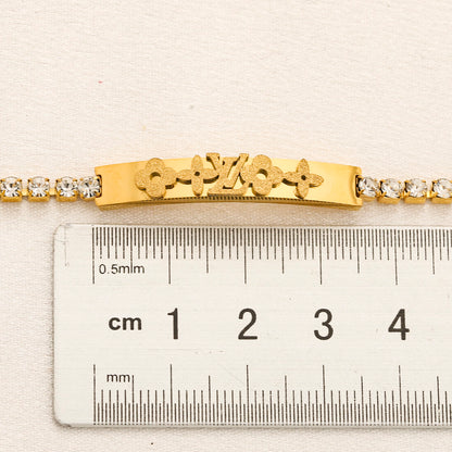 304 Stainless Steel Letter-Bar Curb Chain Bracelet - 4 Style Options