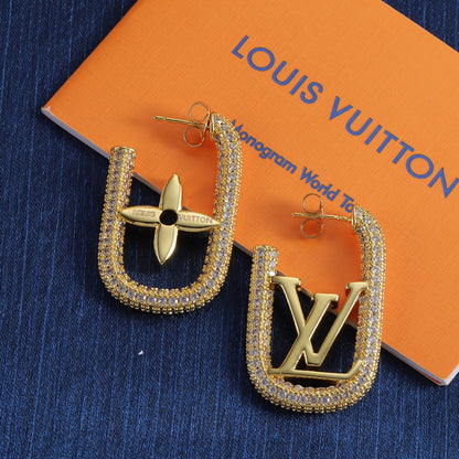 Chain-Edged Asymmetric Monogram Hoop Earrings