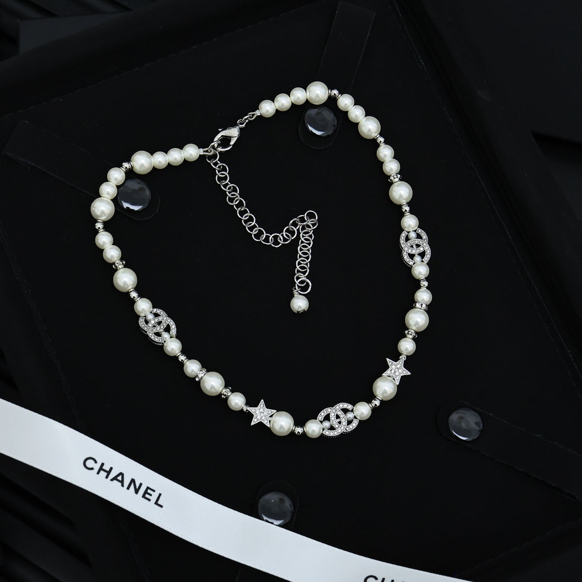 Pearl-Look Bead & Oval-Link Necklace