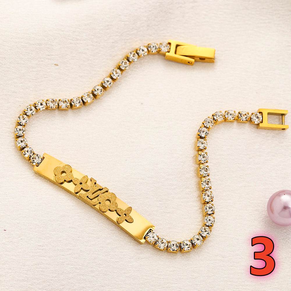 304 Stainless Steel Letter-Bar Curb Chain Bracelet - 4 Style Options