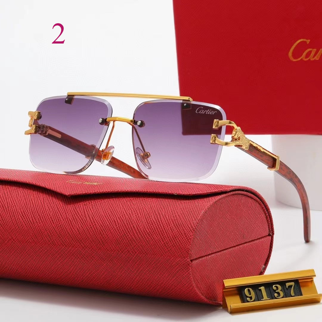 Rimless Flat-Top Sunglasses with Studded Brow Bar