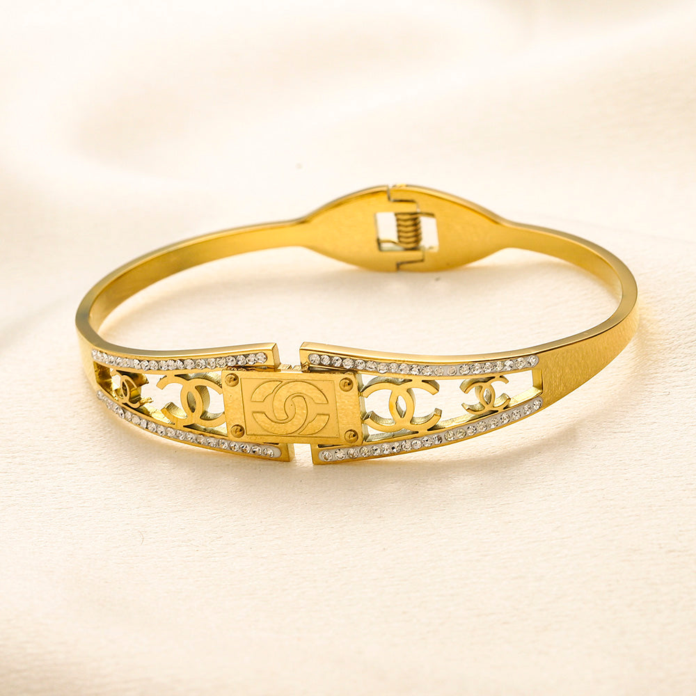 304 Stainless Steel Star Cutout Bangle Bracelet
