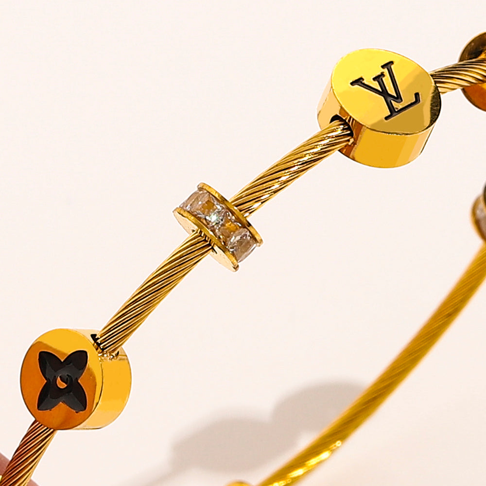 304 Stainless Steel Monogram Bead & Bar Bracelet
