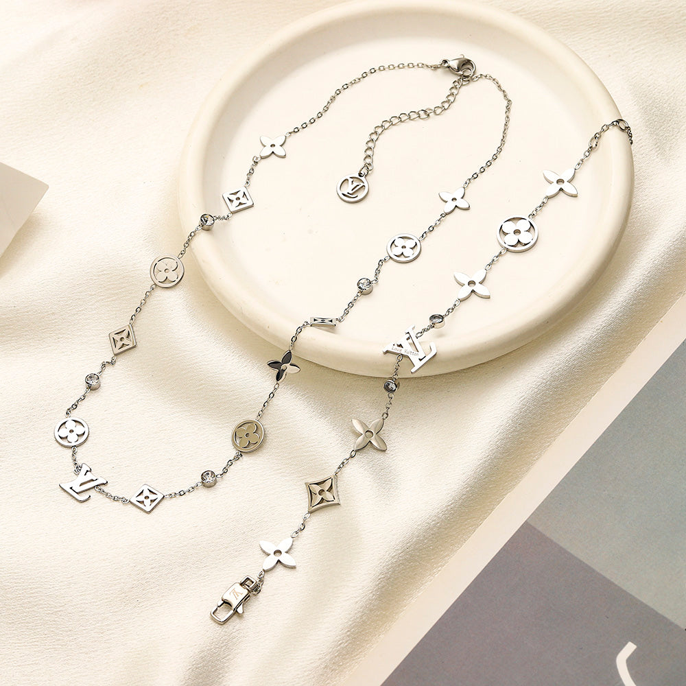 Halskette mit Armband aus Edelstahl 304 mit geprägtem Logo-Set