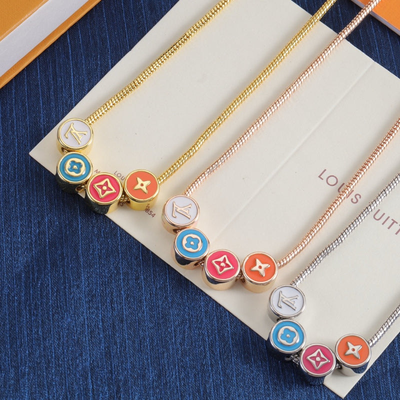 Multicolor Round Monogram Necklace
