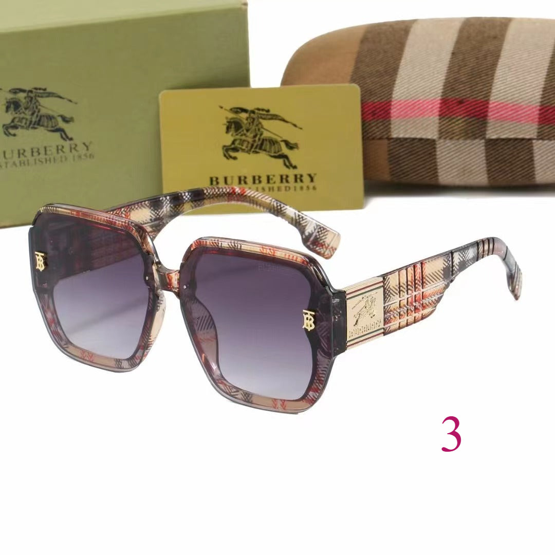 Oversized Square Sunglasses with Patterned Temples