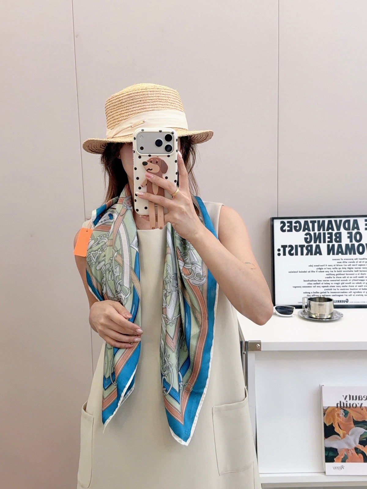 Belt & Buckle Print Square Scarf - 90 x 90 cm