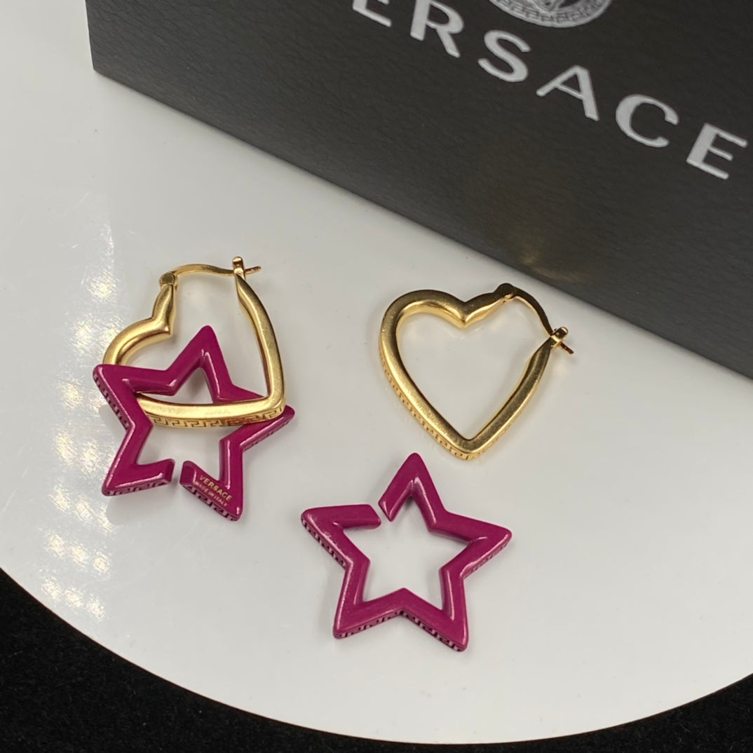 Pink Star & Heart Hoop Earrings