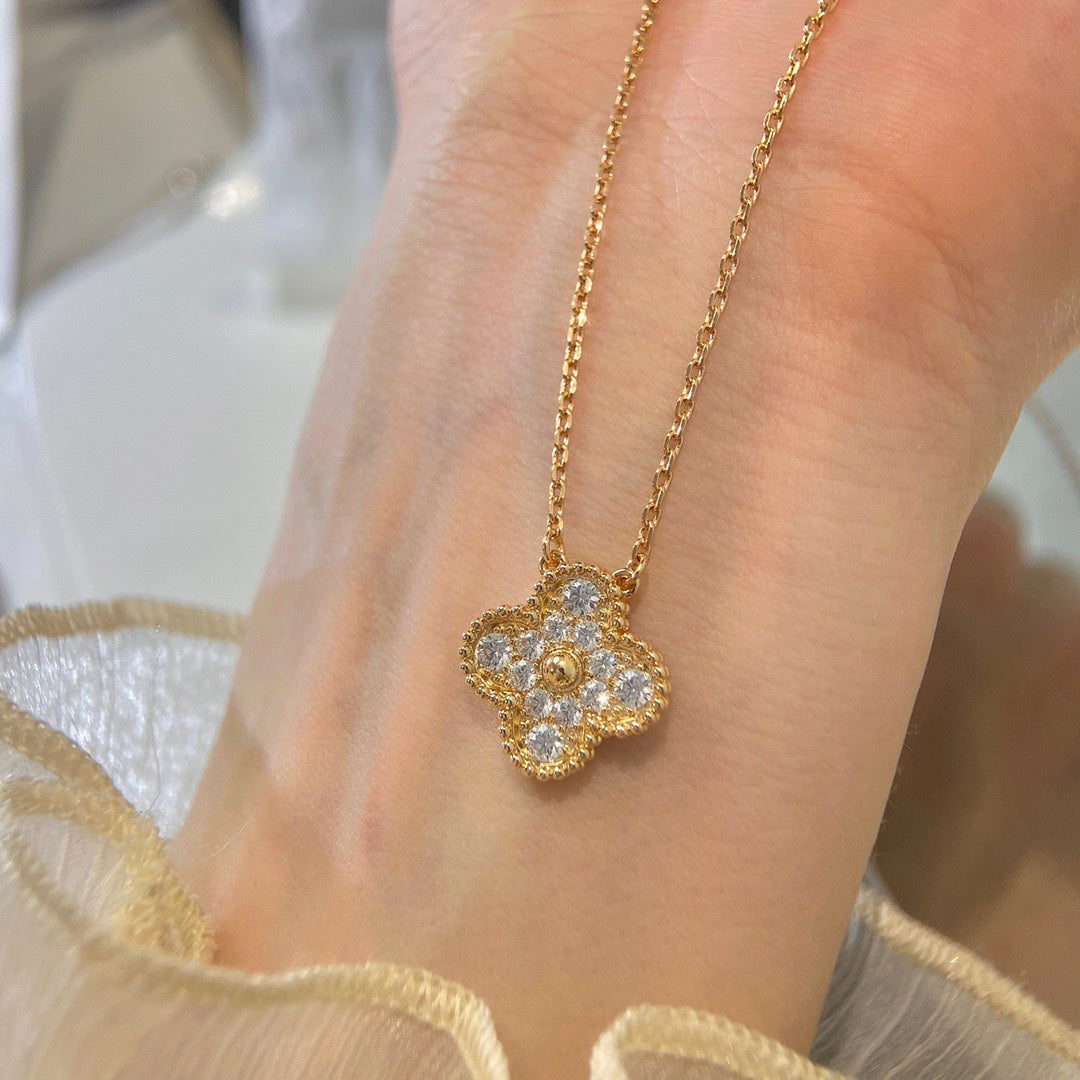 Pave Quatrefoil Pendant Necklace