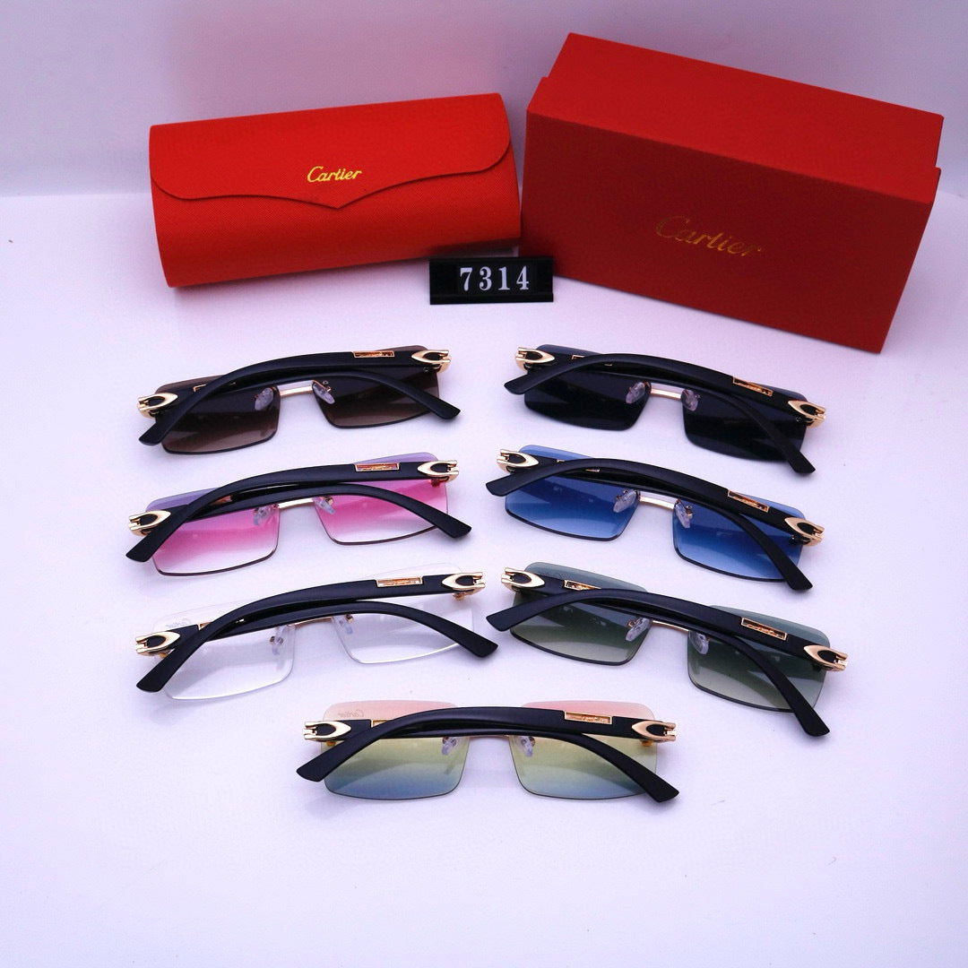 Narrow Rimless Sunglasses with Loop Hinges