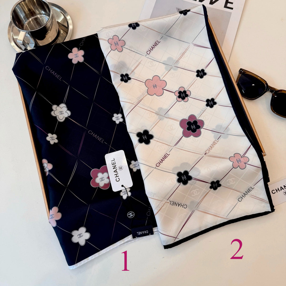Floral Diamond Lattice Square Scarf - 90 x 90 cm