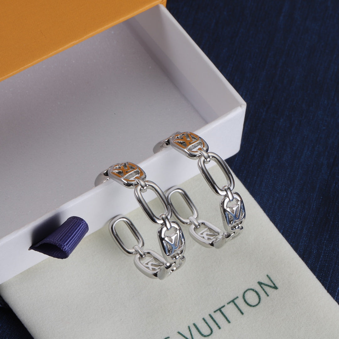 Oval Chain-Link Hoop Earrings