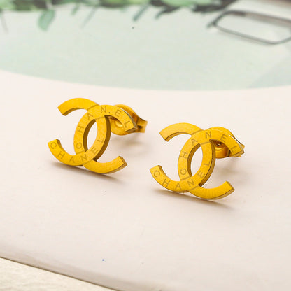 304 Stainless Steel Polished Interlocking-C Hoop Earrings
