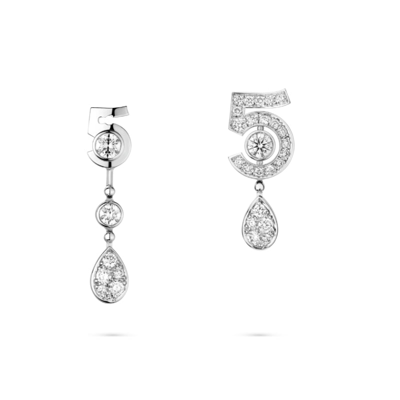 Asymmetric Number 5 Teardrop Earrings