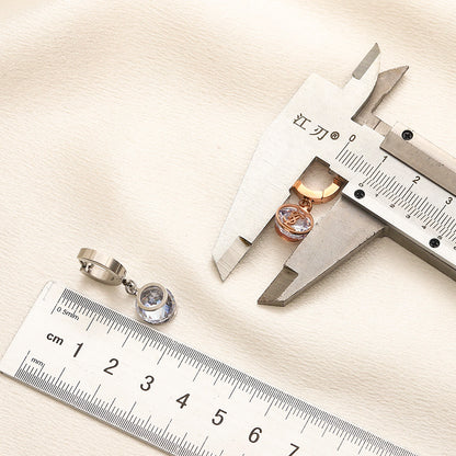 304 Stainless Steel Round Monogram Charm Huggie Earrings