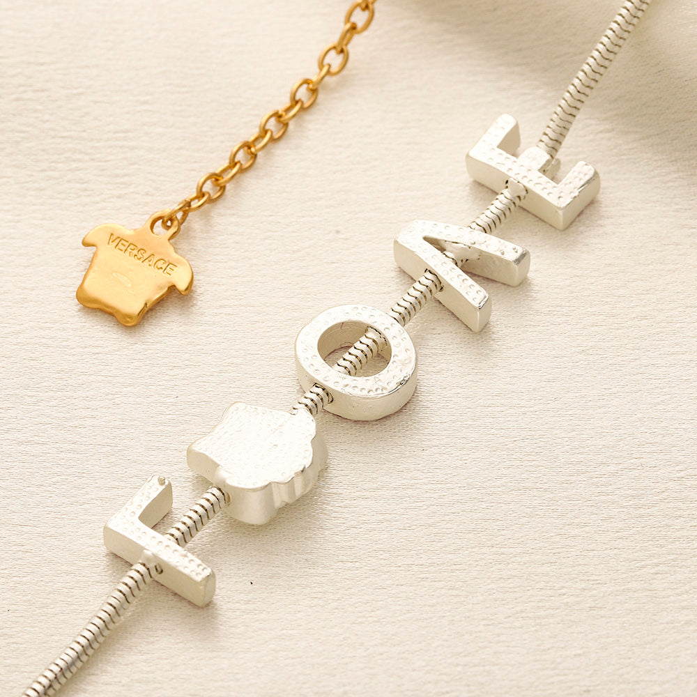 304 Stainless Steel Heart & Letter Charm Bracelet & Necklace - Individual or Set