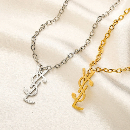 304 Stainless Steel Round-Link Chain Monogram Necklace