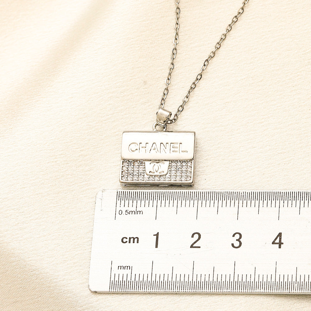 Copper Pave Square Lettering Pendant Necklace