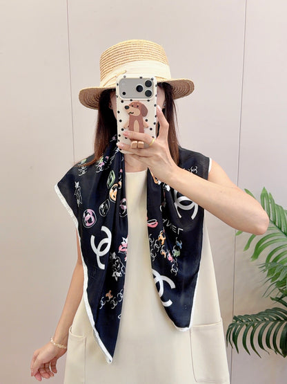 Jewelry Motif Square Scarf - 90 x 90 cm