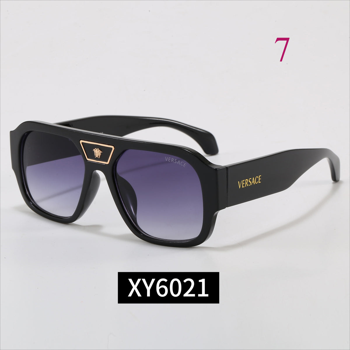 Flat-Brow Aviator Sunglasses with Wide Logo Temples