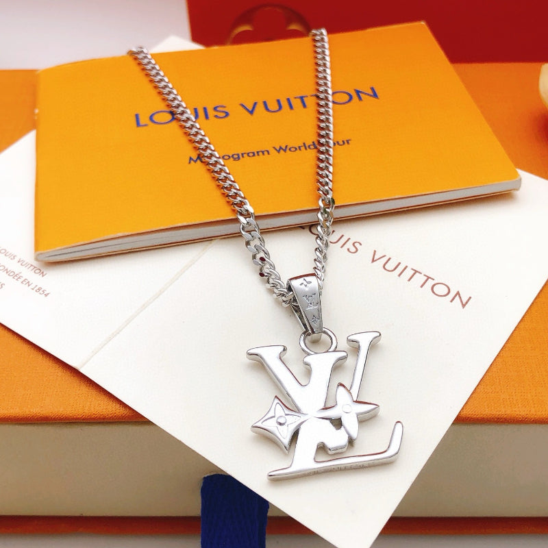 Large Monogram Pendant Chain Necklace