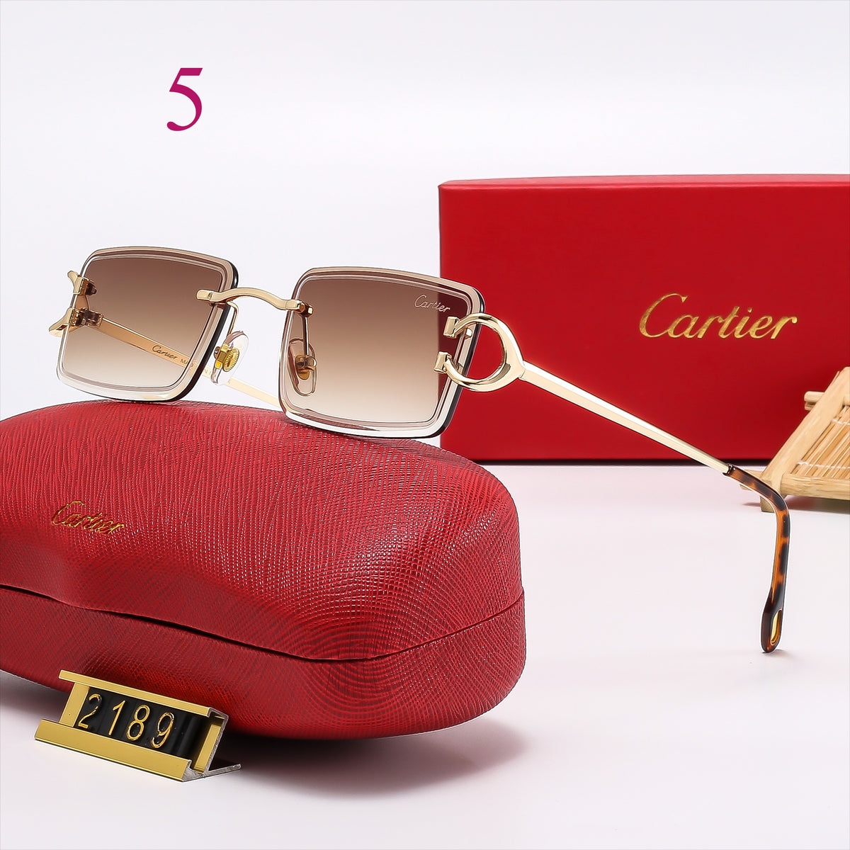 Geometric Square Sunglasses with Loop Temple Detail