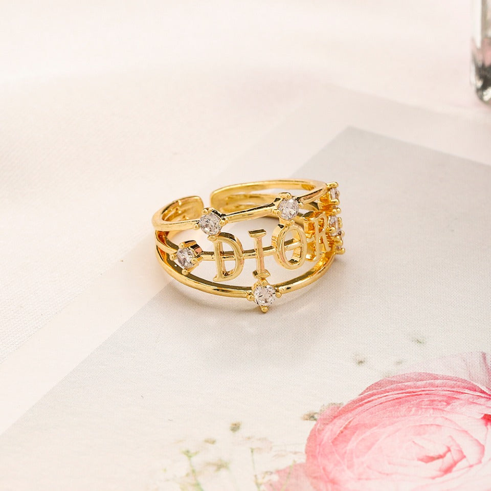 Copper Zirconium Real Gold Plated Ring,Rings Collection、D*or  Series