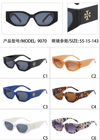 Narrow Geometric Sunglasses with Beveled Frames