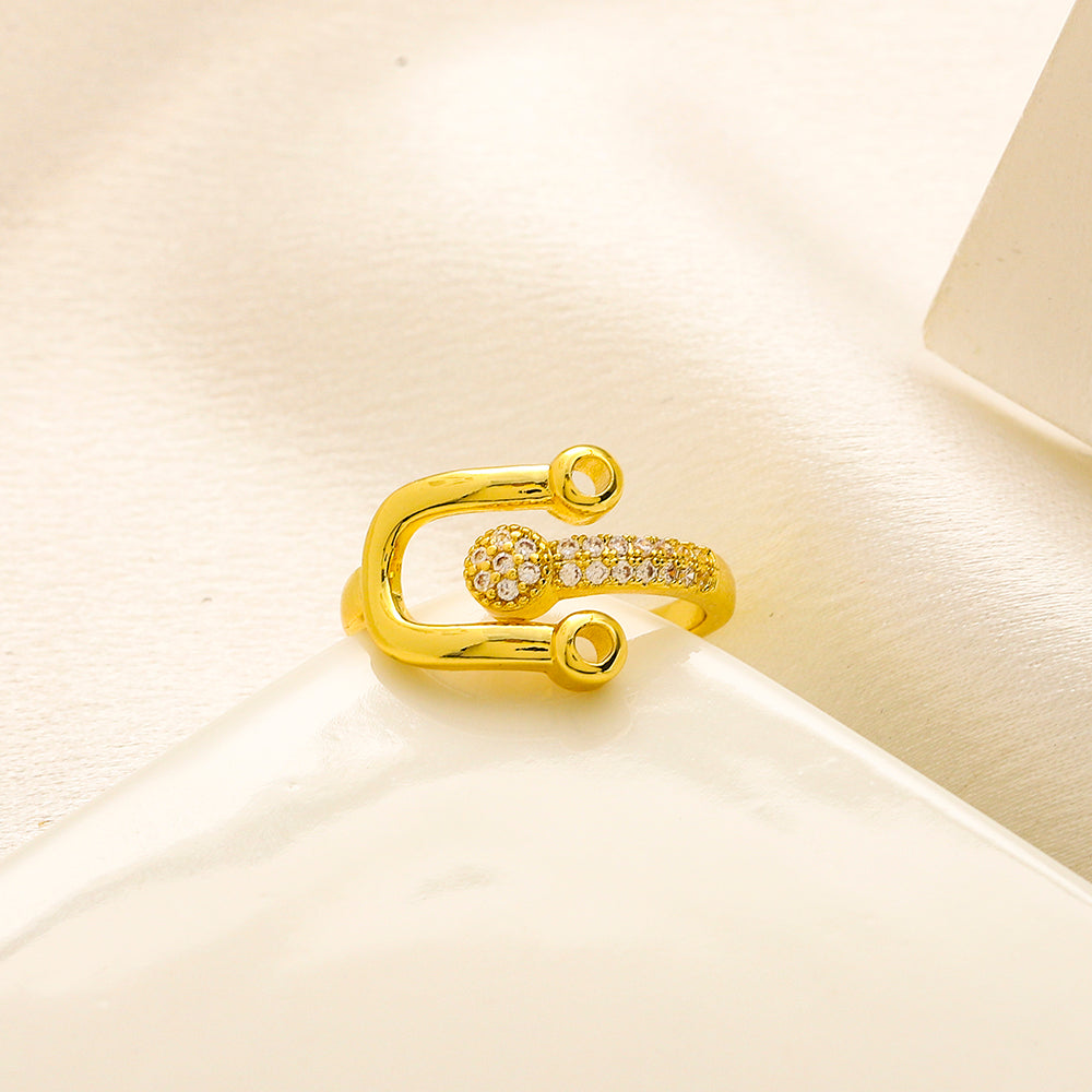 Copper Zirconium Real Gold Plated Ring,Rings Collection、T*ffany Series