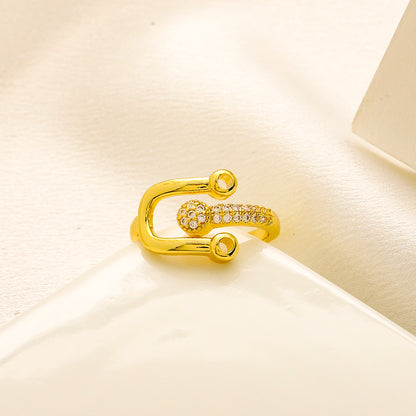 Copper Zirconium Real Gold Plated Ring,Rings Collection、T*ffany Series