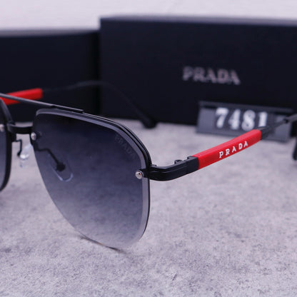 Squared Aviator Sunglasses with Contrast Temple Accents