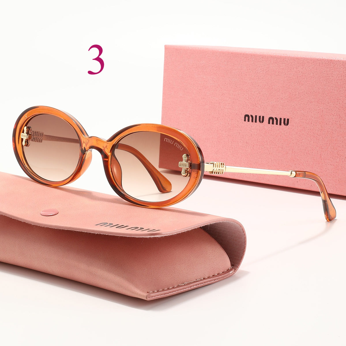 Round Sunglasses with Patterned Rims