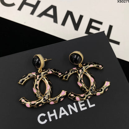 Pink Accent Interlocking-C Drop Earrings