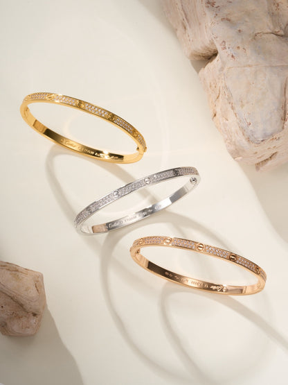 Pave Screw-Detail Bangle Bracelet