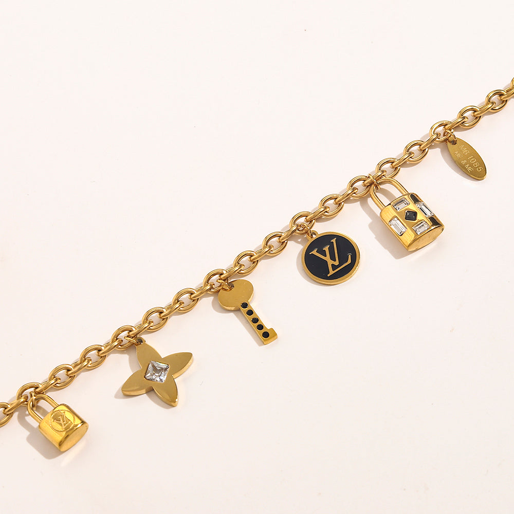 Halsketten- und Armbandset aus gestanztem Edelstahl 304