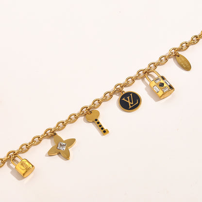 304 Stainless Steel Floral & Disc Charm Bracelet & Necklace - Individual or Set