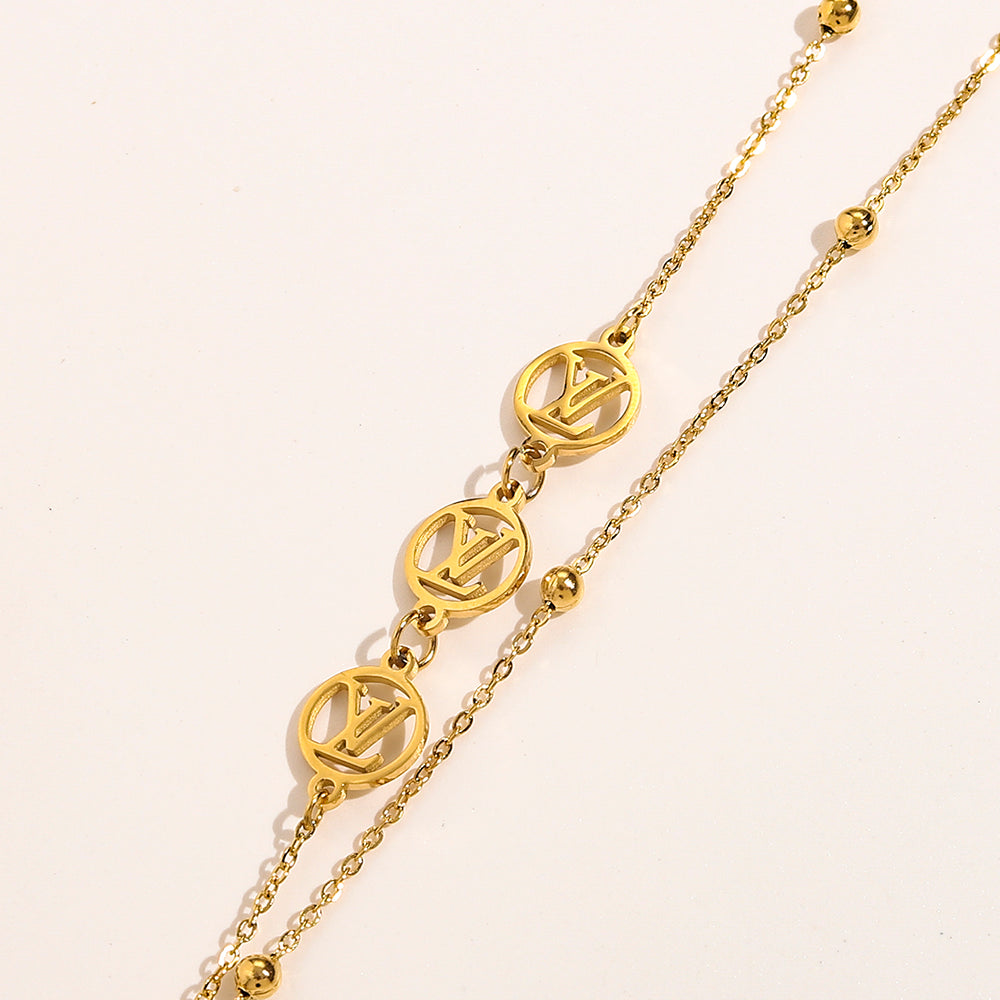 304 Stainless Steel Monogram Y-Necklace with Heart Drop