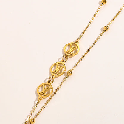 304 Stainless Steel Monogram Y-Necklace with Heart Drop